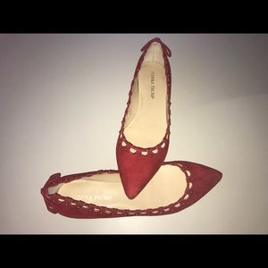 {Reduced} Ivanka Trump Red Suede Flats